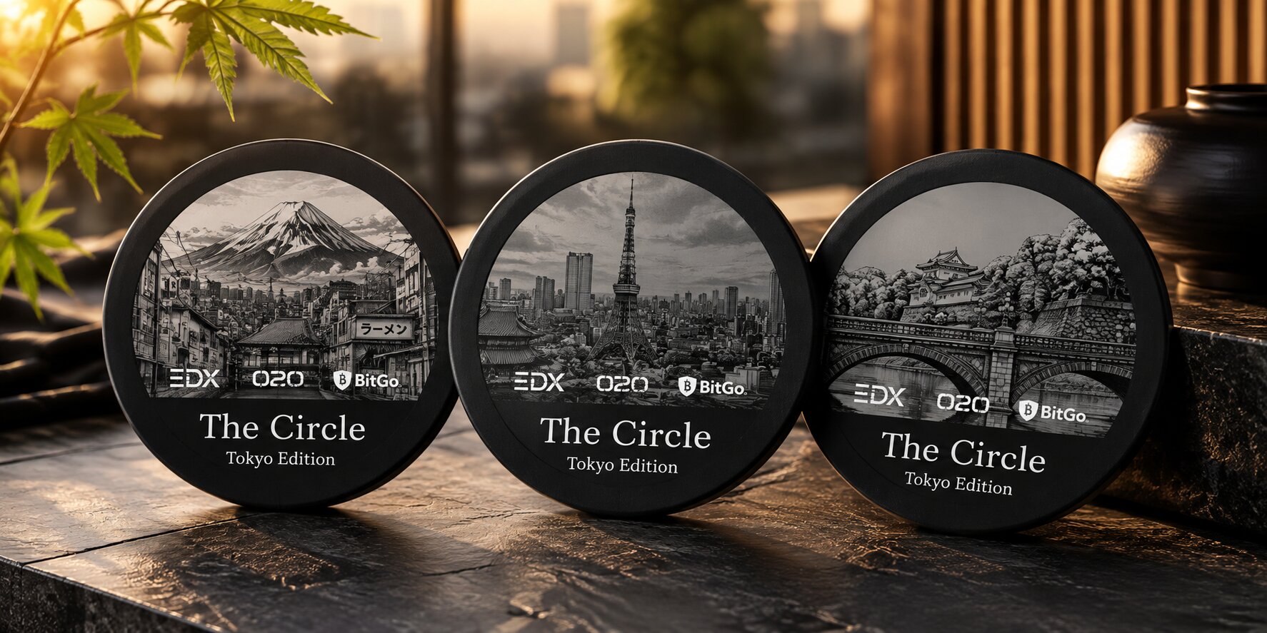 The Circle Tokyo Edition — custom UV-printed rubber coasters by Print Japan