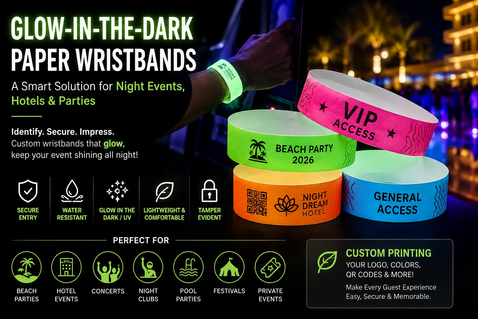 Glow-in-the-Dark Paper Wristbands: A Smart Solution for Night Events, Hotels & Parties