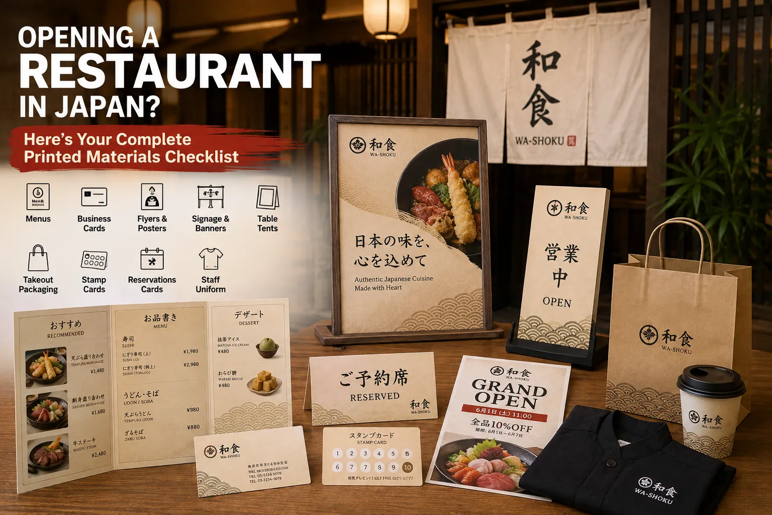 Complete printed materials checklist for opening a restaurant in Japan